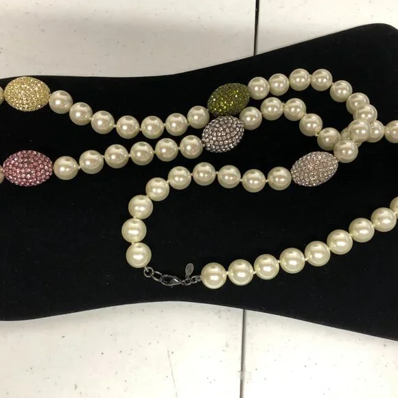 Joan Boyce Multi color Crystal and Faux Pearl Statement Piece ** - Picture 2 of 9